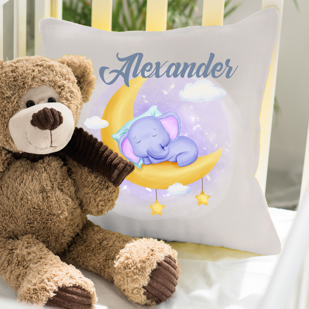 Kinder Kissen mit Namen Elefant Jungen  - Onlineshop Trendgravur
