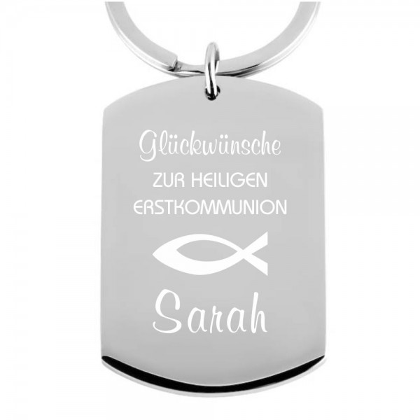 Edelstahl-Schlüsselanhänger Dog-Tag zur Kommunion