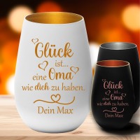 Windlicht für Oma- Glück ist eine Oma... mit Deinem Wunschnamen in verschiedenen Farben erhältlich