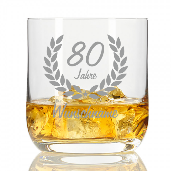 personalisiertes Whisky-Glas mit Namensgravur zum 80. Geburtstag