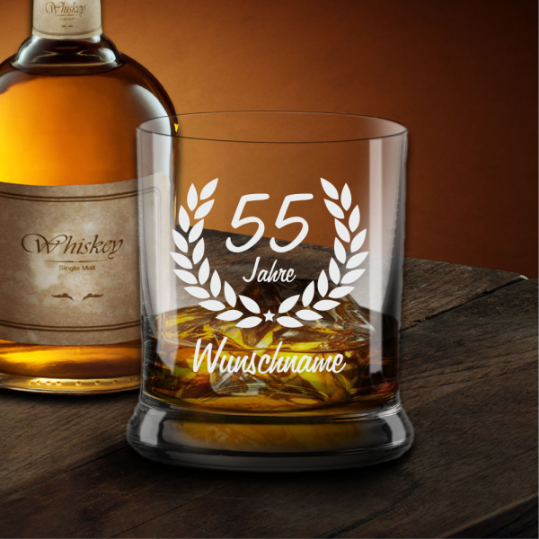 Whiskyglas zum 55. Geburtstag - Dein Wunschname