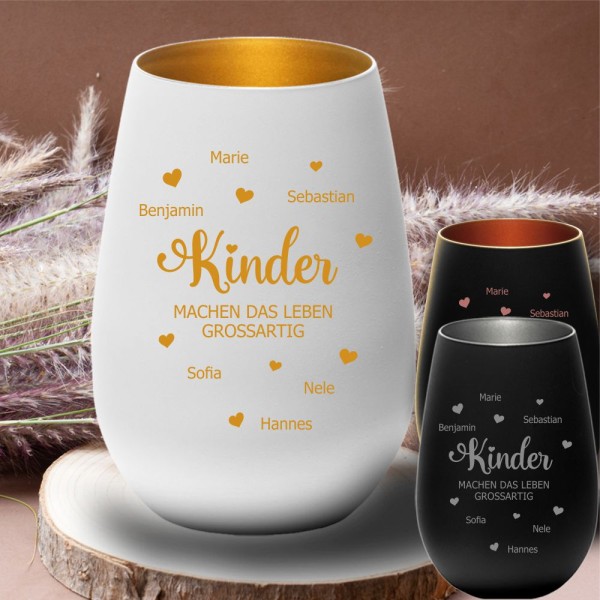 personalisiertes Windlicht Kinder - Geschenk für Mama und Papa