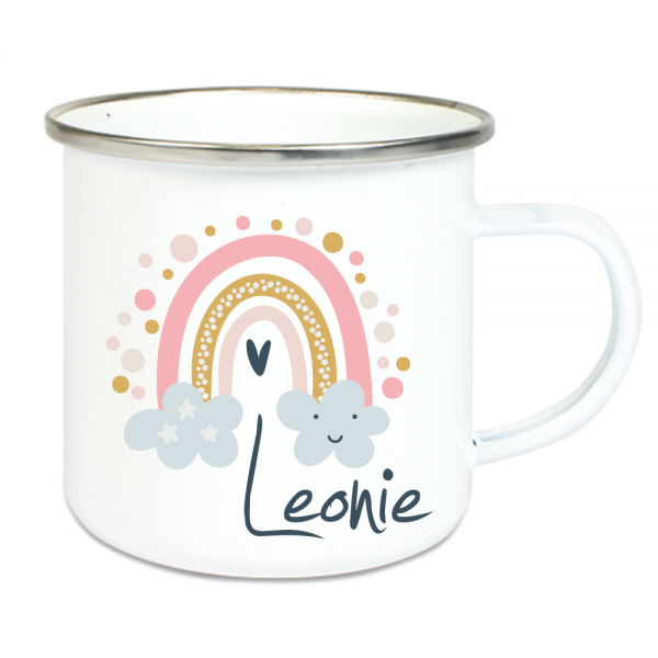 personalisierte Tasse für Mädchen- Regenbogen Wolken