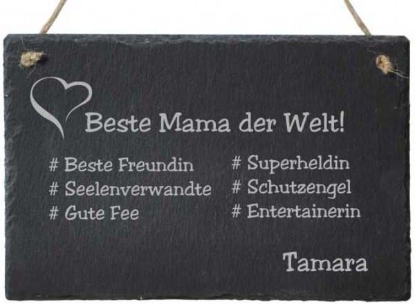 Dekoschild aus Schiefer mit Gravur - # Beste Mama