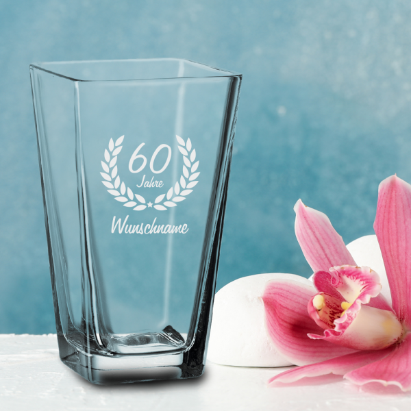 Vase zum 60. Geburtstag - Dein Wunschname