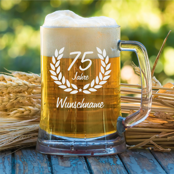 Personalisierter Bierkrug zum 75. Geburtstag