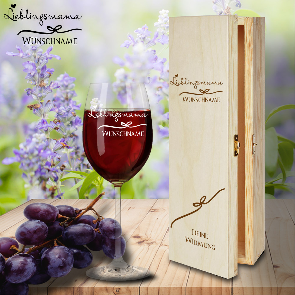 Geschenk Box und Rotweinglas von Leonardo Lieblingsmama mit...  - Onlineshop Trendgravur