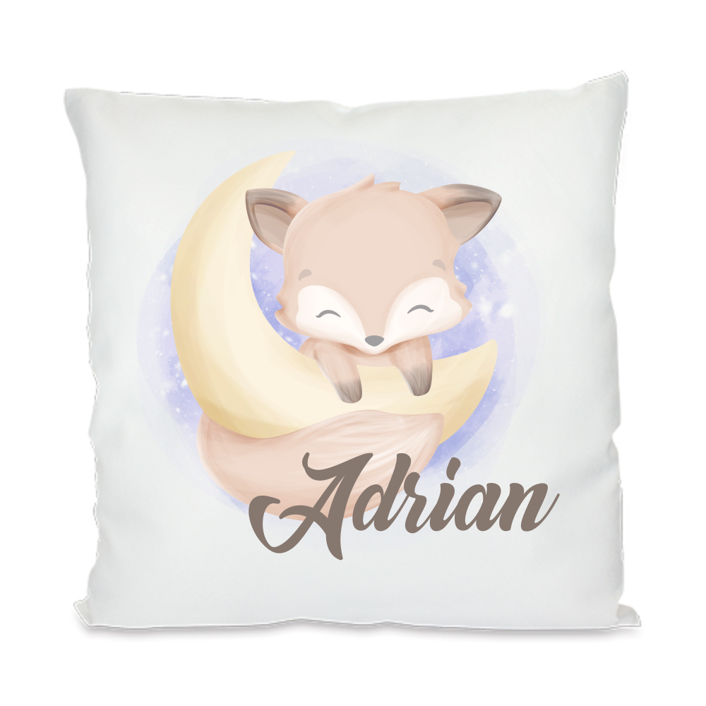 Namenskissen für Kinder Fuchs hängt am Mond für Jungen  - Onlineshop Trendgravur
