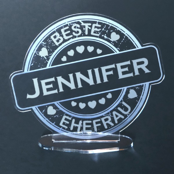 Acryl-Button mit Namensgravur "Beste Ehefrau"