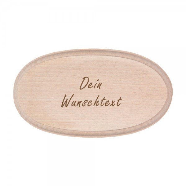 Türschild mit Deiner Namensgravur aus Buchenholz oval - Wunschtext