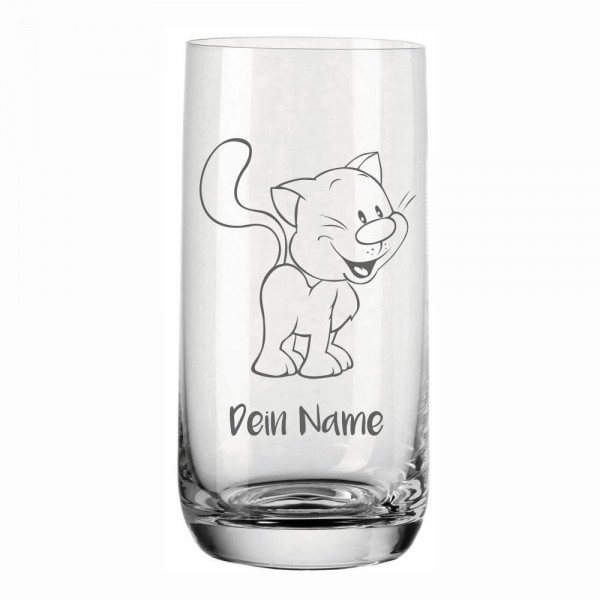 Trinkglas mit Namen für Kinder- Katze1