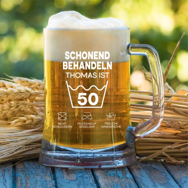 Bierkrug zum Geburtstag - schonend behandeln - Geschenkidee Männer