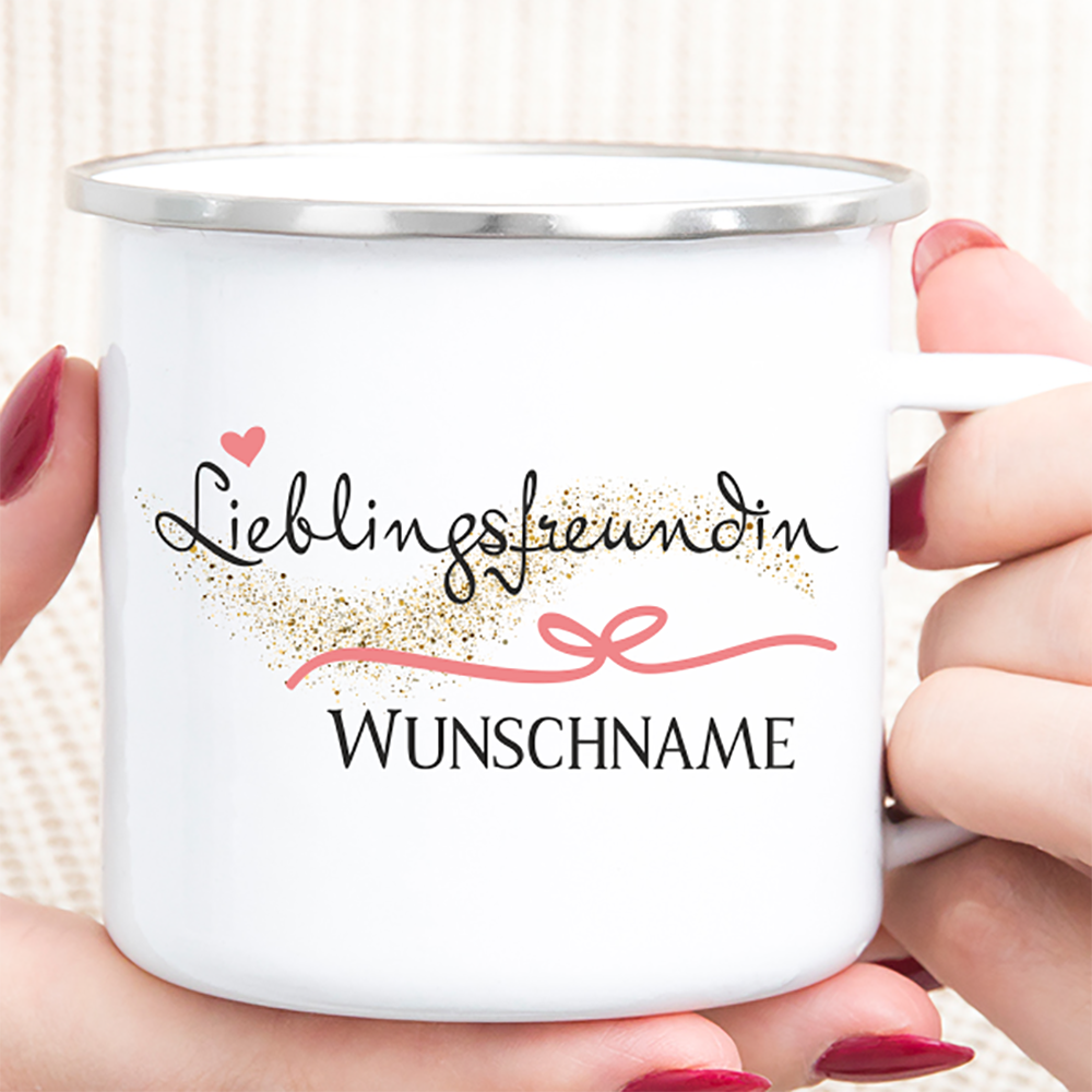 Personalisierte Tasse Emaille Lieblingsfreundin  - Onlineshop Trendgravur