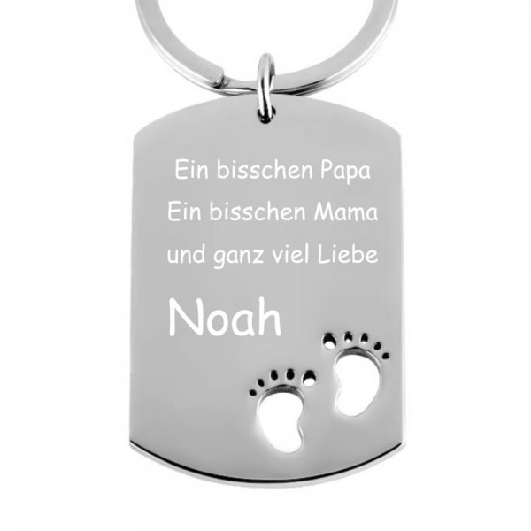 Trendgravur Schlüsselanhänger Dog-Tag mit Gravur Babyfüsse