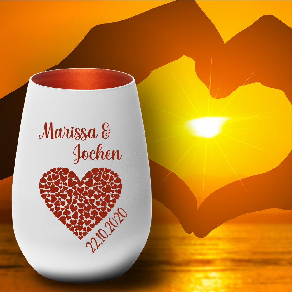 Windlicht zum Valentinstag Herz aus Herzen mit Wunschnamen und...  - Onlineshop Trendgravur