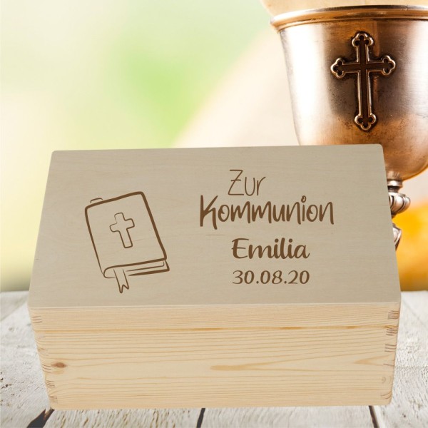 Erinnerungskiste mit Gravur - Geschenk zur Kommunion 