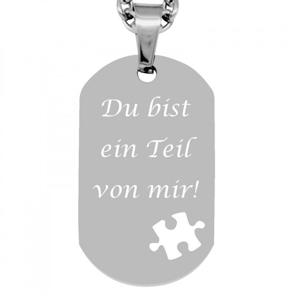 Kettenanhänger Dogtag - Puzzle mit Wunschgravur - silber