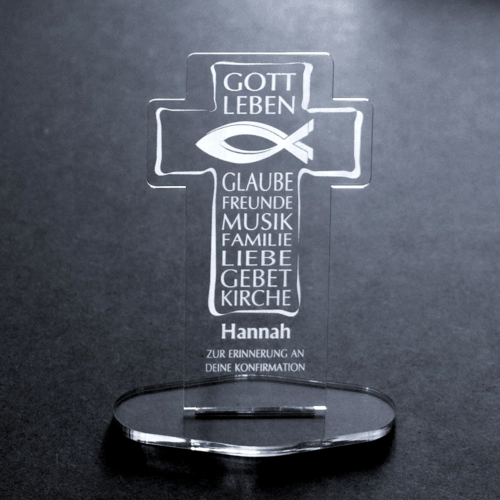 1 Kreuz  Acrylglas inkl Wunschgravur Geschenk Taufe  Kommunion Konfirmation 