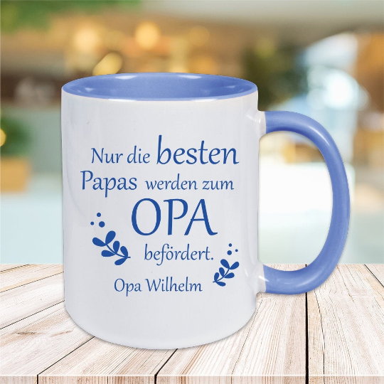 Tasse Nur die besten Papas werden zum Opa befördert mit Wunschgravur