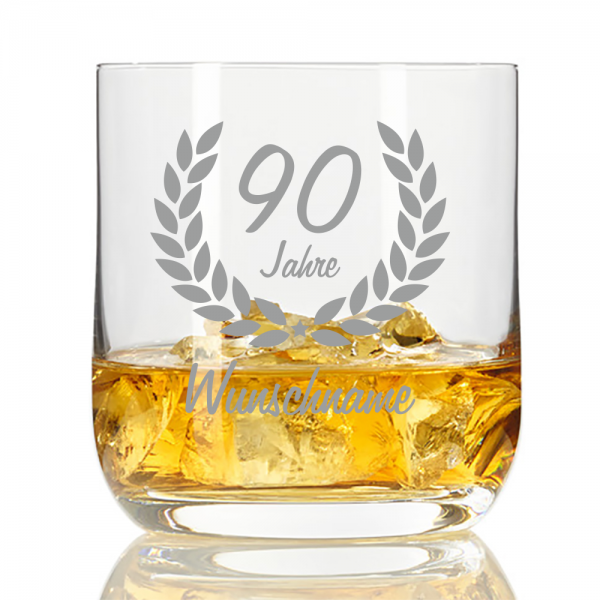 personalisiertes Whisky-Glas mit Namensgravur zum 90. Geburtstag