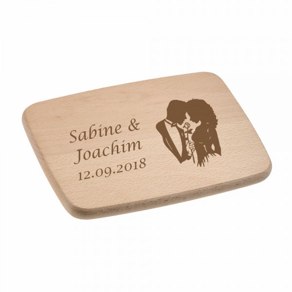 Holzbrett Frühstücksbrettchen mit Gravur zur Hochzeit- Paar