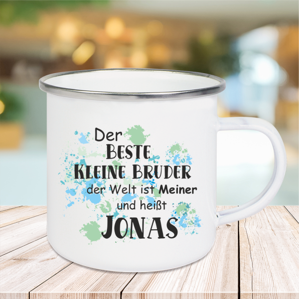 Emaille Tasse Der beste kleine Bruder... mit Wunschnamen