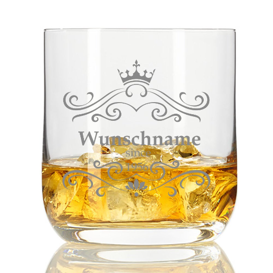 Whisky Glas mit Wunschnamen und Datum  - Onlineshop Trendgravur