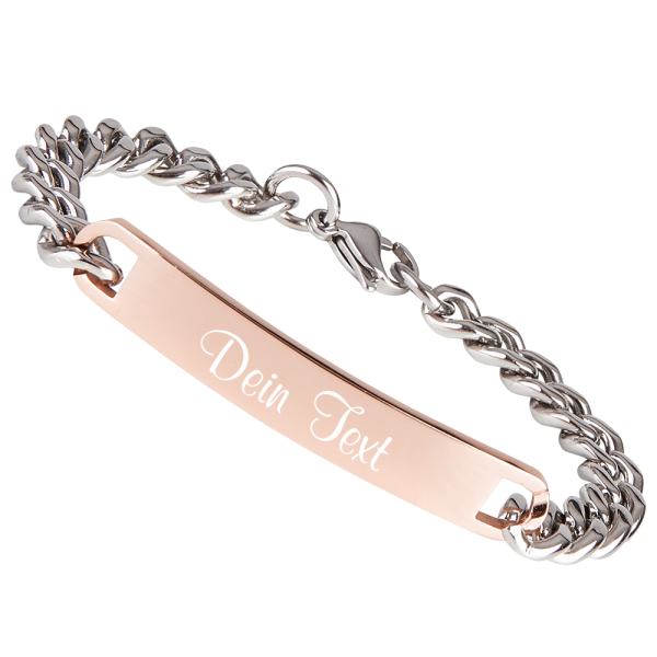 Panzerarmband mit Deinem Wunschnamen silber rose