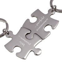 Trendgravur Partner-Schlüsselanhänger mit Gravur Puzzle silber