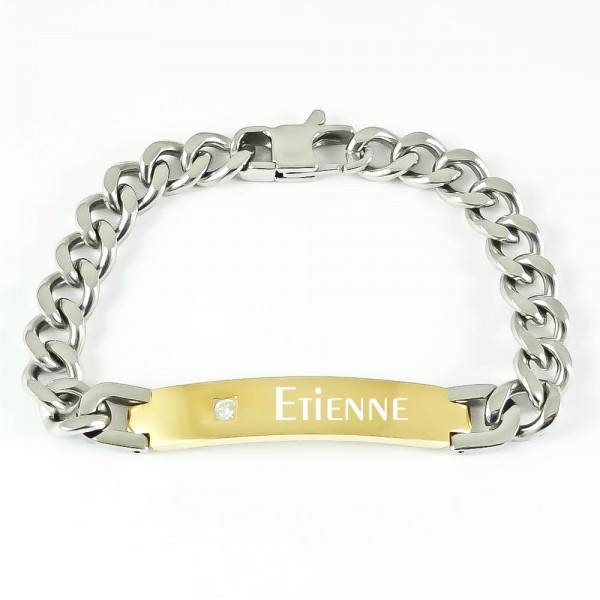 Trendgravur Panzerarmband gold mit Zirkonia