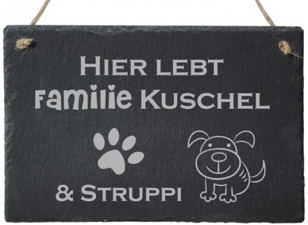 Türschild mit Deinem Wunschnamen -Familie &amp; Hund