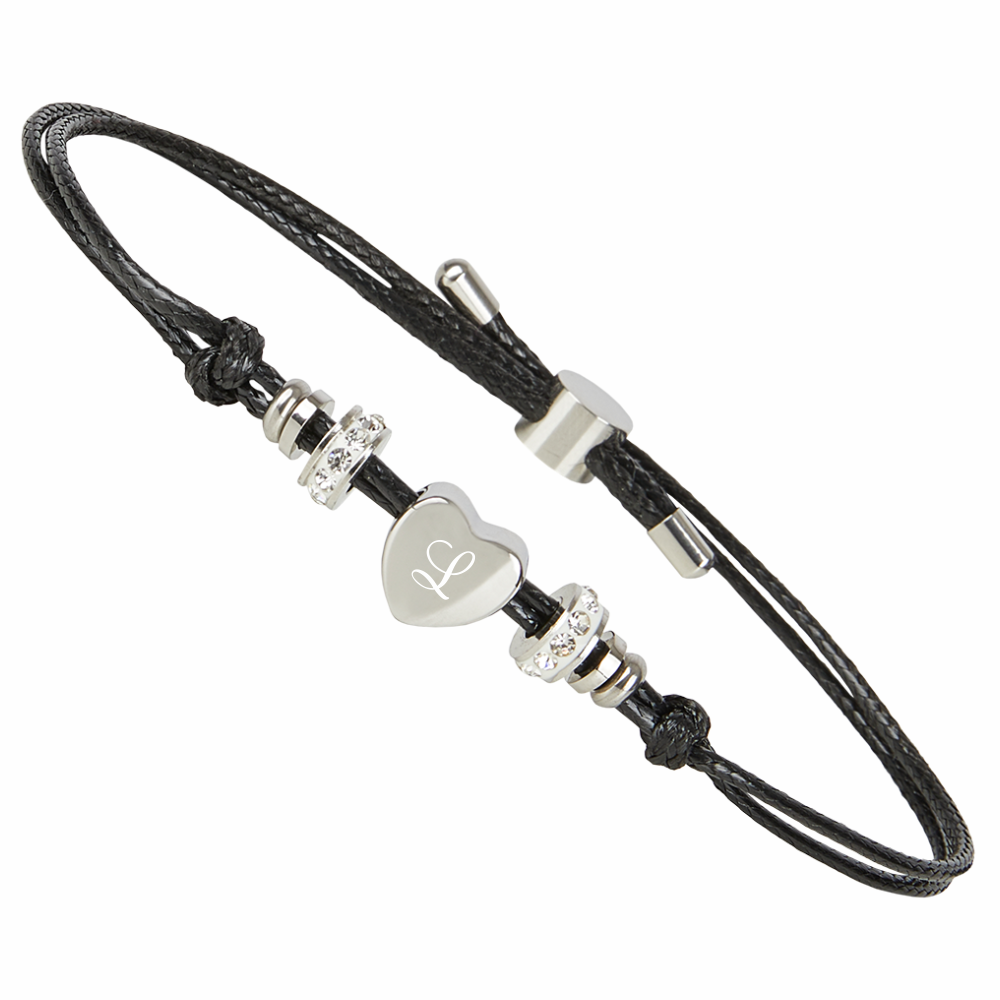 Zugarmband mit Gravur Herz mit Zierperlen  - Onlineshop Trendgravur