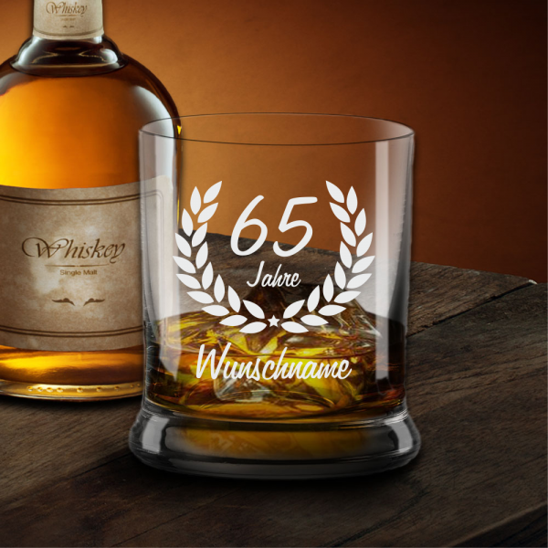 Whiskyglas zum 65. Geburtstag - Dein Wunschname