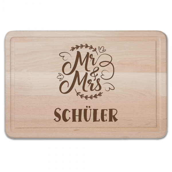 Schneidebrett zur Hochzeit Mr & Mrs.