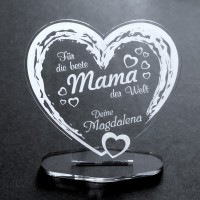 Acryl-Herz mit Namensgravur für die Beste Mama