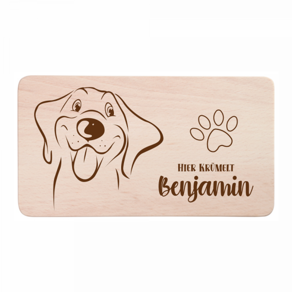 Frühstücksbrettchen Hund mit Wunschnamen