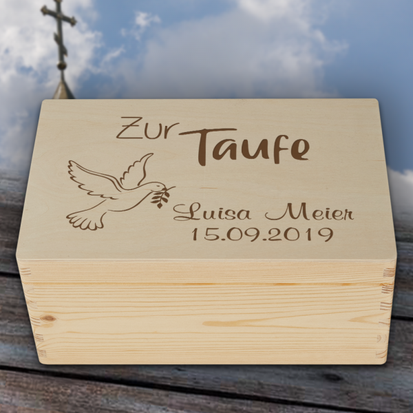 Erinnerungsbox zur Taufe Taube