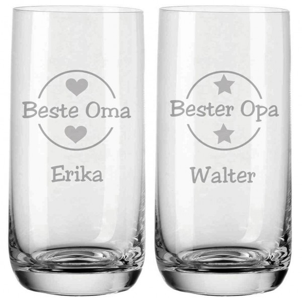 Geschenk für Oma und Opa - Trinkgläser mit Wunschnamen