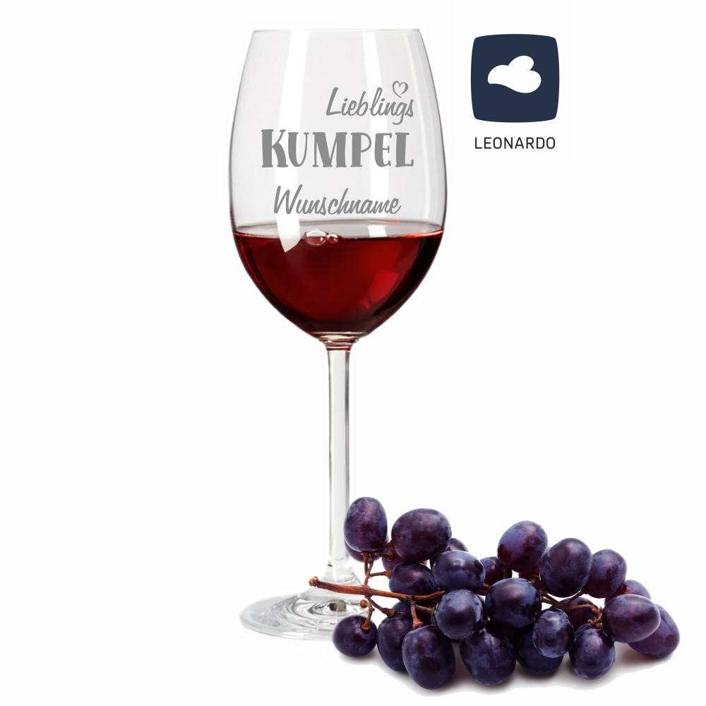 Rotweinglas von Leonardo Lieblings Kumpel mit Wunschnamen  - Onlineshop Trendgravur