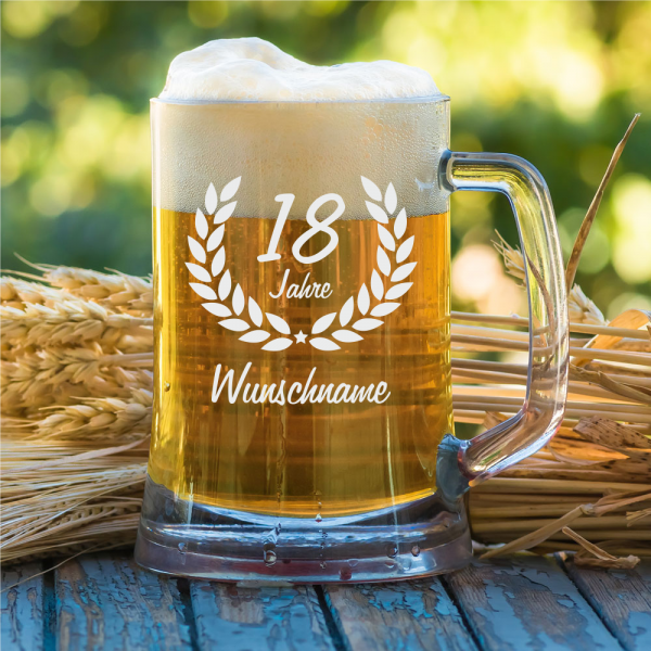 Personalisierter Bierkrug zum 18. Geburtstag