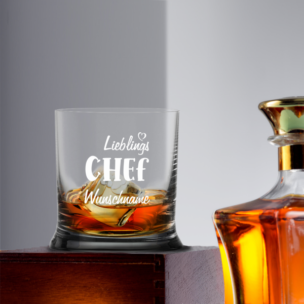 Whisky-Glas mit Wunschnamen für den Lieblings-Chef