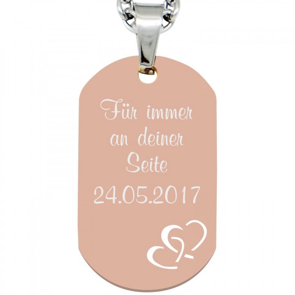 Gravuranhänger Dogtag - Herzen -mit Deinem Text-rose