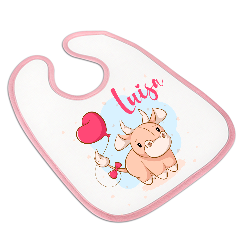 Baby Lätzchen mit Namen Kuh  - Onlineshop Trendgravur