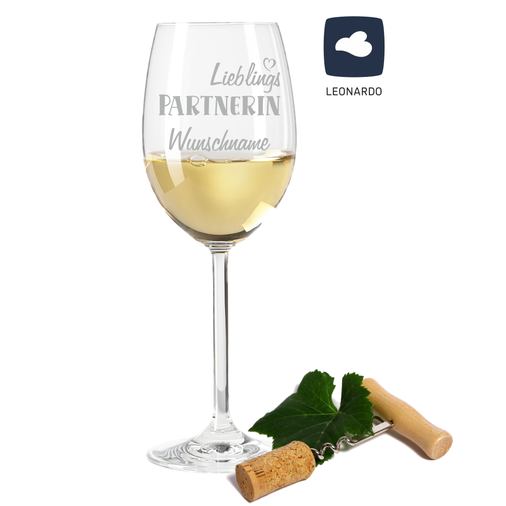 Weißweinglas von Leonardo Lieblings Partnerin  - Onlineshop Trendgravur