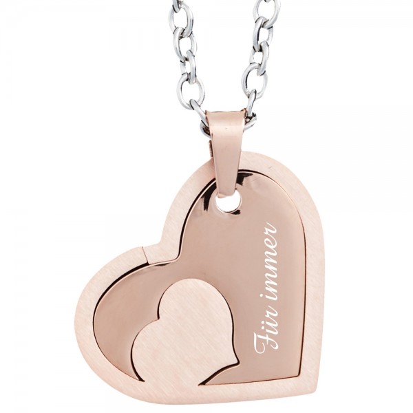 Anhänger mit Gravur Herz in Herz rosegold