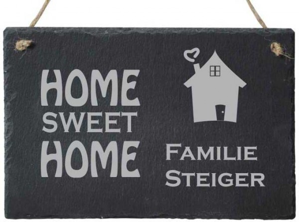 Türschild Schiefer mit Deinem Familiennamen HOME SWEET HOME