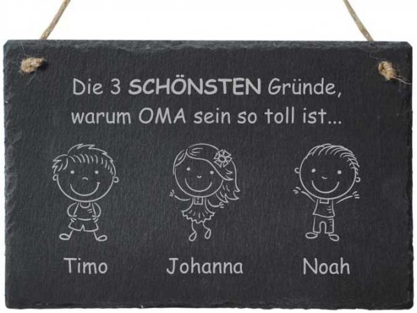 Dekoschild aus Schiefer - die 3 schönsten Gründe Oma zu sein