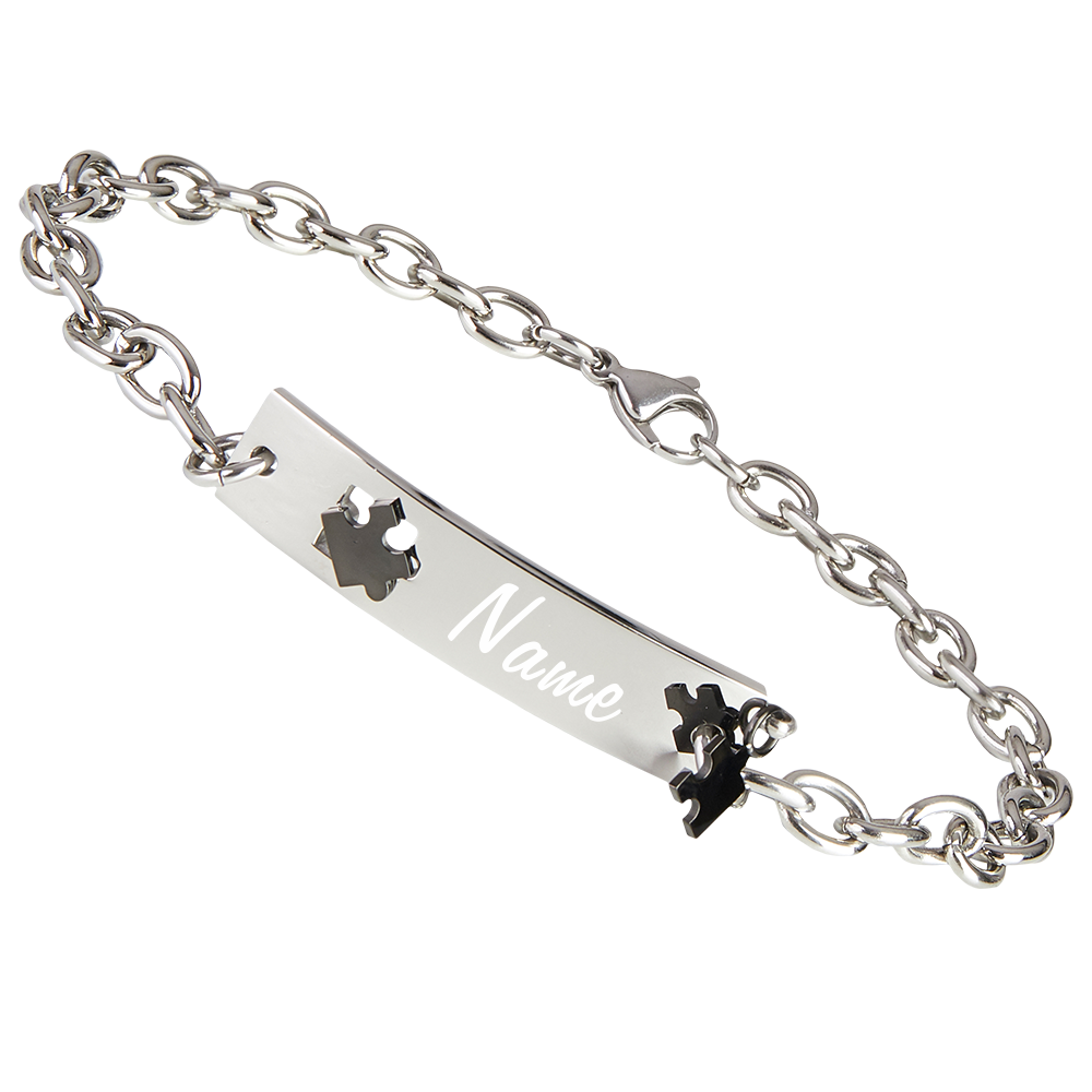 Armband mit Gravur Edelstahl Puzzle schwarz  - Onlineshop Trendgravur