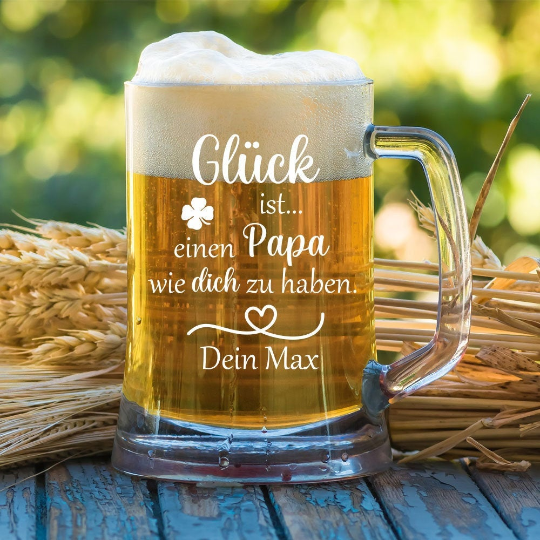 personalisierter Bierkrug  Glück ist einen Papa