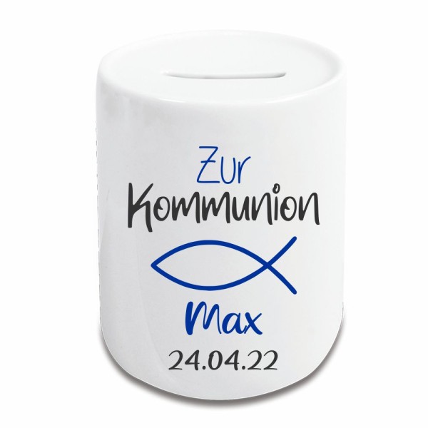 Spardose zur Kommunion Symbol Fisch